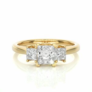 Princess-Cut-Three-Stone-Diamond-Engagement-Ring-Yellow-Gold