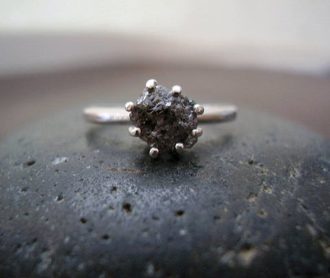 Three-Stone Engagement Ring With Raw Diamond or Sapphire | Te'anim – The Raw  Stone