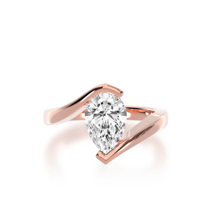 1 Carat Pear Shape Lab Diamond Bypass Engagement Ring In Rose Gold - Gemone Diamond