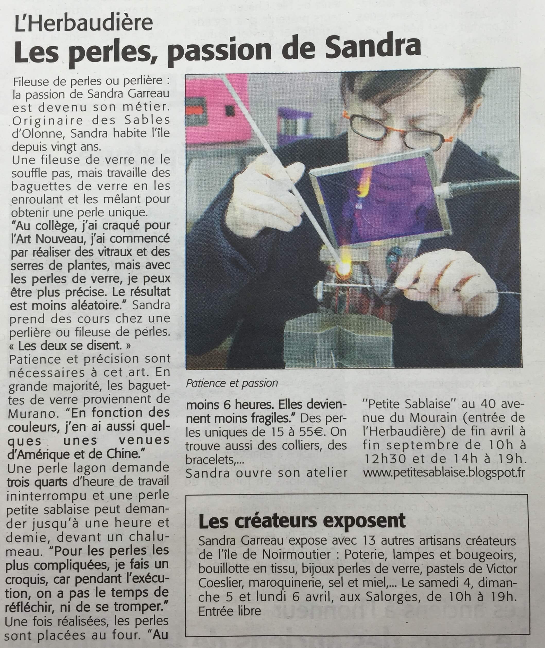 Article Courrier Vendéen le 2/04/2015