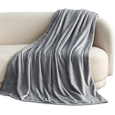 Bedsure Fleece Blankets Twin Size Grey - 300GSM Lightweight Plush