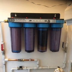 picture of a whole house filtration system installed on the wall