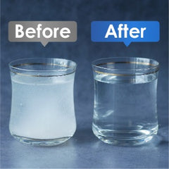two glasses of water, one with limescale in and one without