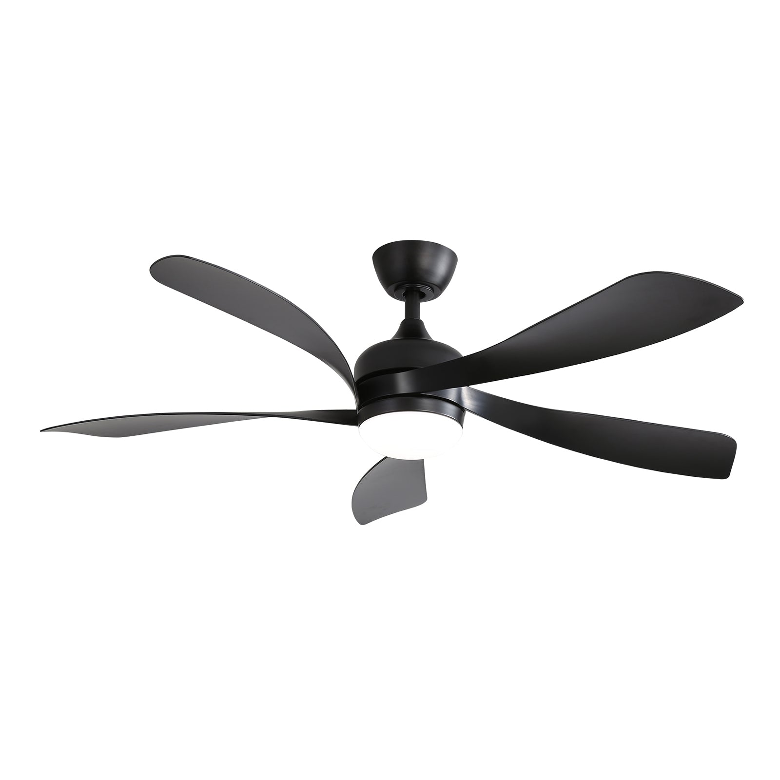 WhisperBloom 52 in. Indoor Matte Black Ceiling Fan with LED Light Bulbs and Remote Control