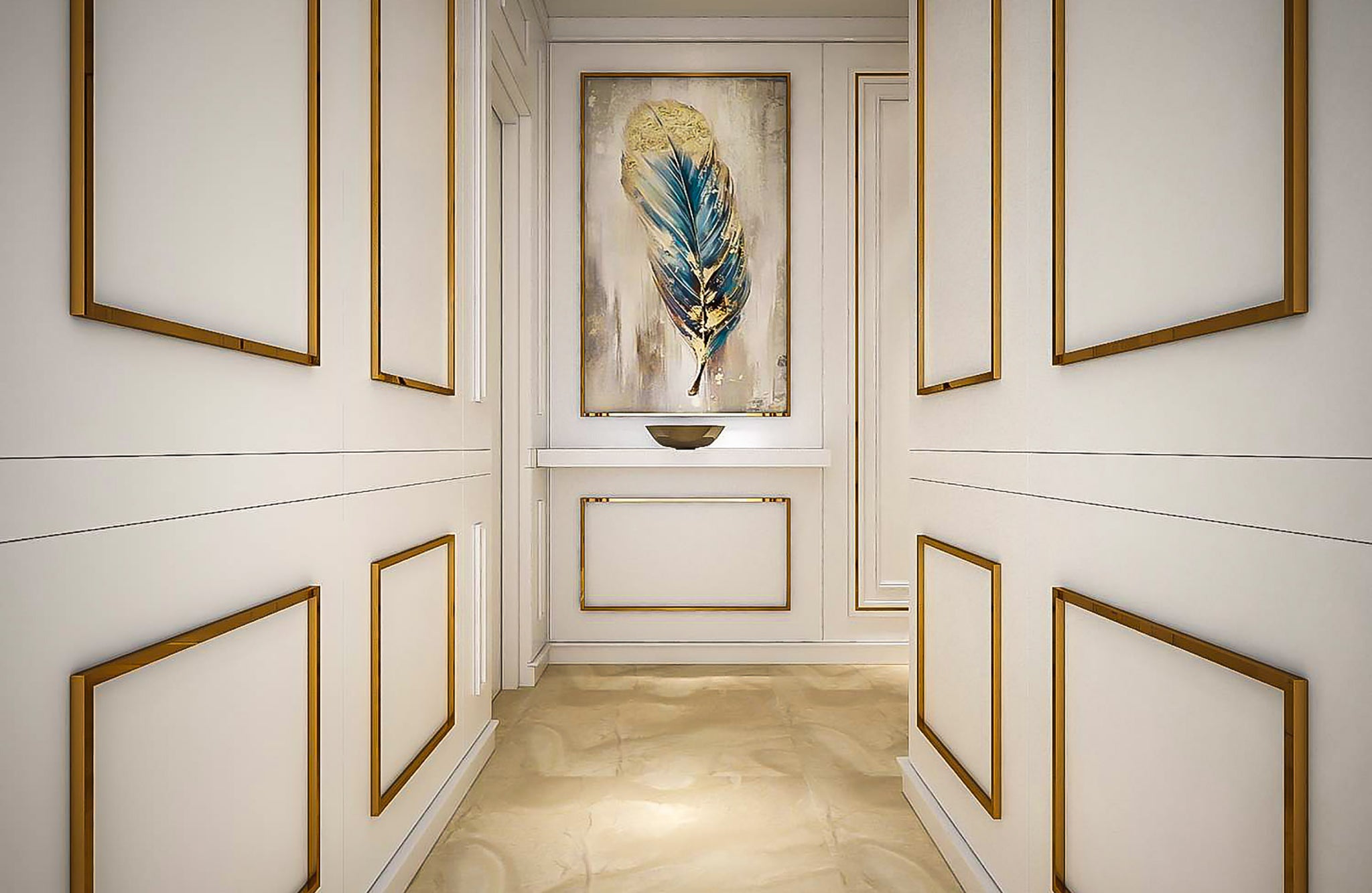 Hallway paint ideas with Metallic Accents