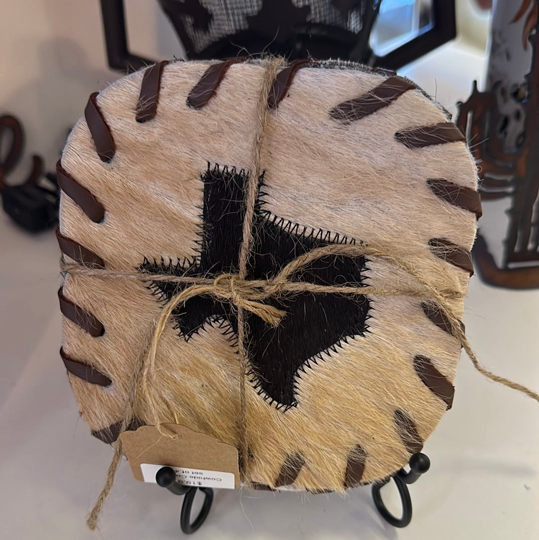 Cowhide TX Coasters