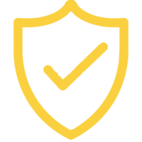 Yellow shield with a checkmark.