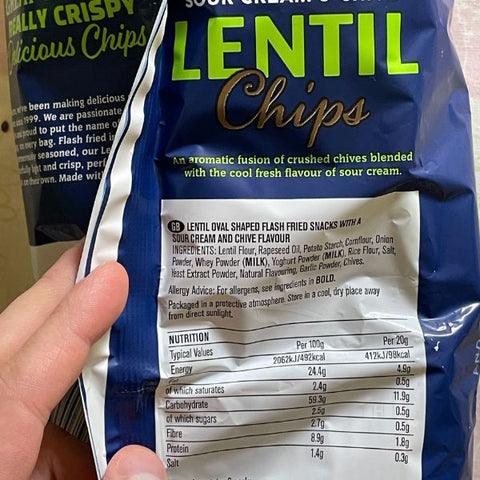 nutritional content of lentil crisps