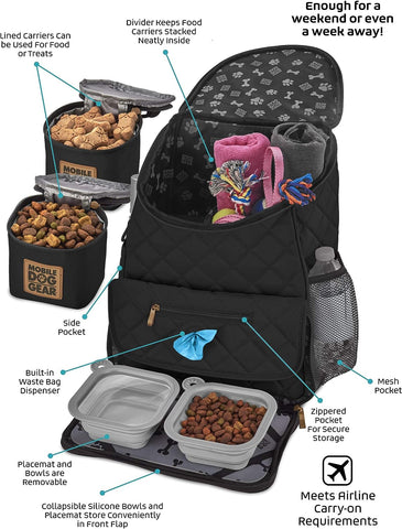 backpack dog walking bag showing all the inside compartments