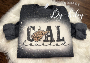 Bleached Coal Hearted Crewneck - Handmade by Haley