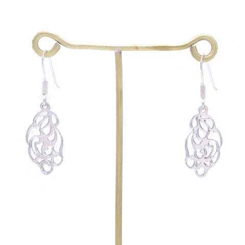 Rose openwork silver earrings