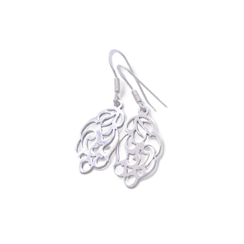 Rose openwork silver earrings