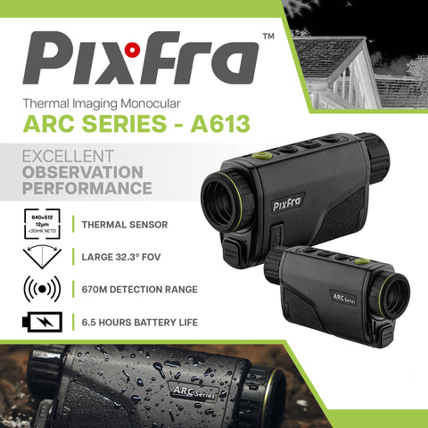 Pixfra Arc A613 <30 mK Thermal Imaging Monocular for Bird Watching & Bat Surveying