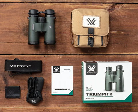 Vortex Optics TRIUMPH® HD 10X42 Binoculars Package Contents