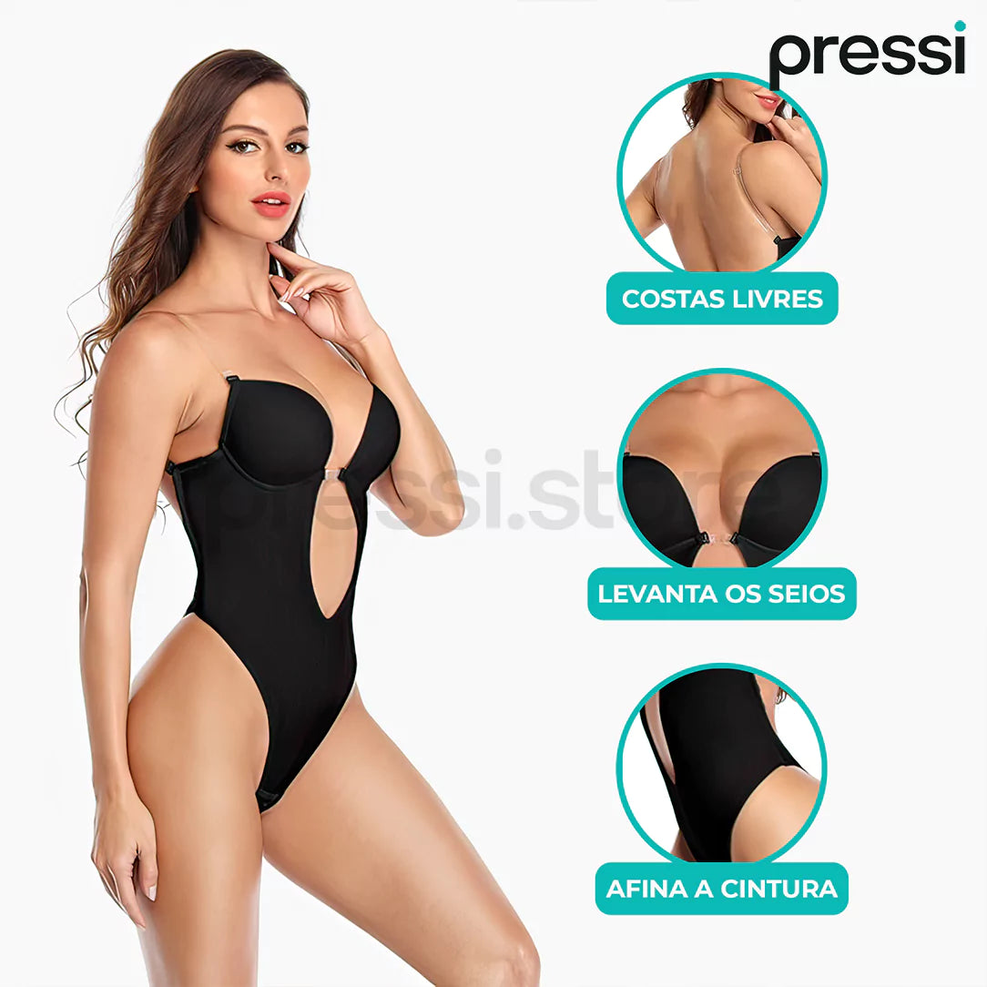 Body Invisível da Pressi de Costas Livres: Levanta os Seios e Afina a Cintura