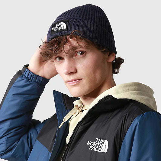 The North Face - Bonnet à revers avec logo carré - Rose