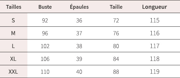 Guide des tailles