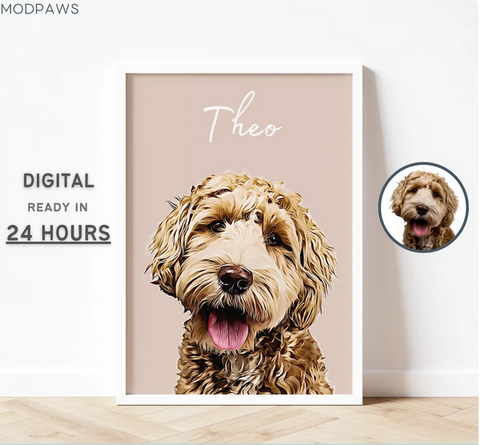 Portrait Hund Profilbild digital personalisiert Geschenk Labradoodle