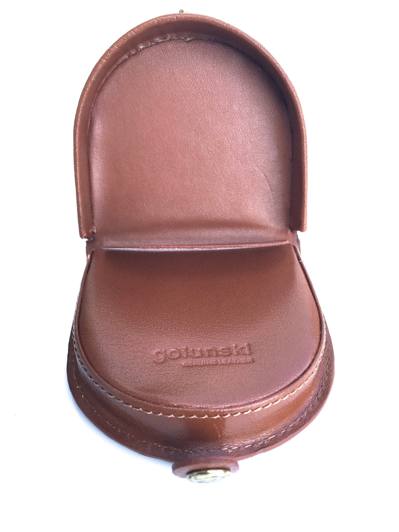 Style 143: Mens Leather Horseshoe Coin Tray Purse In Tan By Golunski - Baked Apple WM Ltd