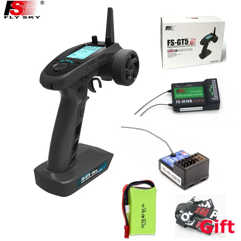 Flysky FS-GT5 2.4G 6CH Transmitter – FS-BS6 Receiver with Built-in Gyro & Fail-Safe for RC Car & Boat