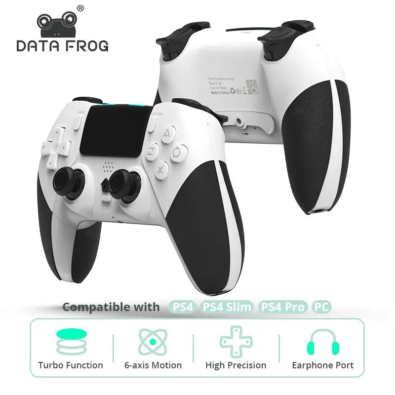 DATA FROG Bluetooth Wireless Controller - Compatible with PS4, PS4 Pro, PS4 Slim, and PC Gamepad Joystick
