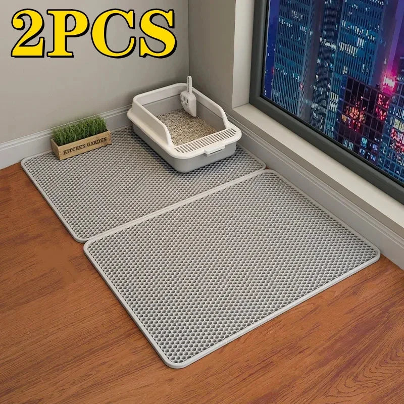 Premium Cat Litter Mat: Waterproof Double Layer Design | Easy-Clean Urine Proof Trapping | Non-Slip & Large Footprint - Ideal Cat Scratch Pad & Toilet Pad Solution!