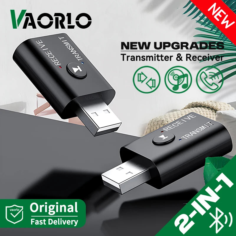 Bluetooth 5.0 Audio Transmitter & Receiver – 3.5mm AUX, RCA, USB Stereo Wireless Adapter for TV, Car, Speaker & Headphones