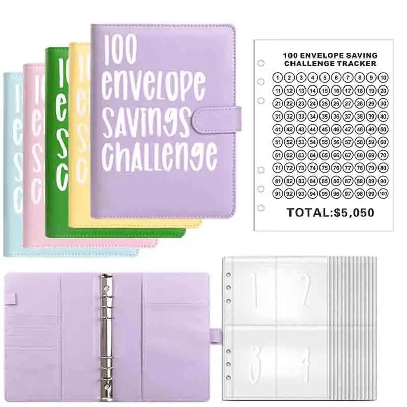 100 Envelope Challenge Binder – Savings Challenge Loose-Leaf Budget Binder with Cash Envelopes, Money Organizer System