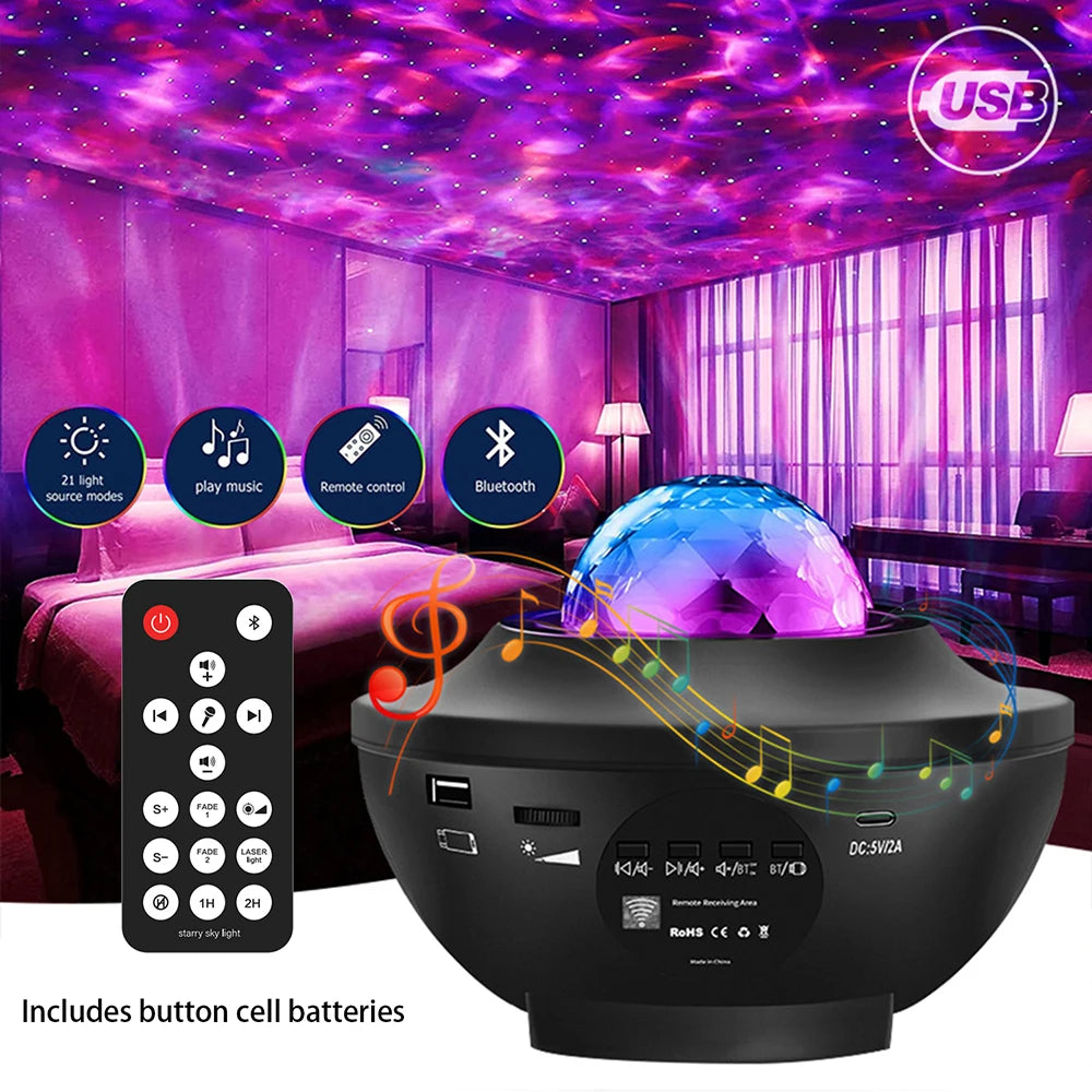 Star Projector Galaxy Projector for Bedroom, Music Speaker, Sound Activated, Remote Control & Timer, Starry Night Light Projector