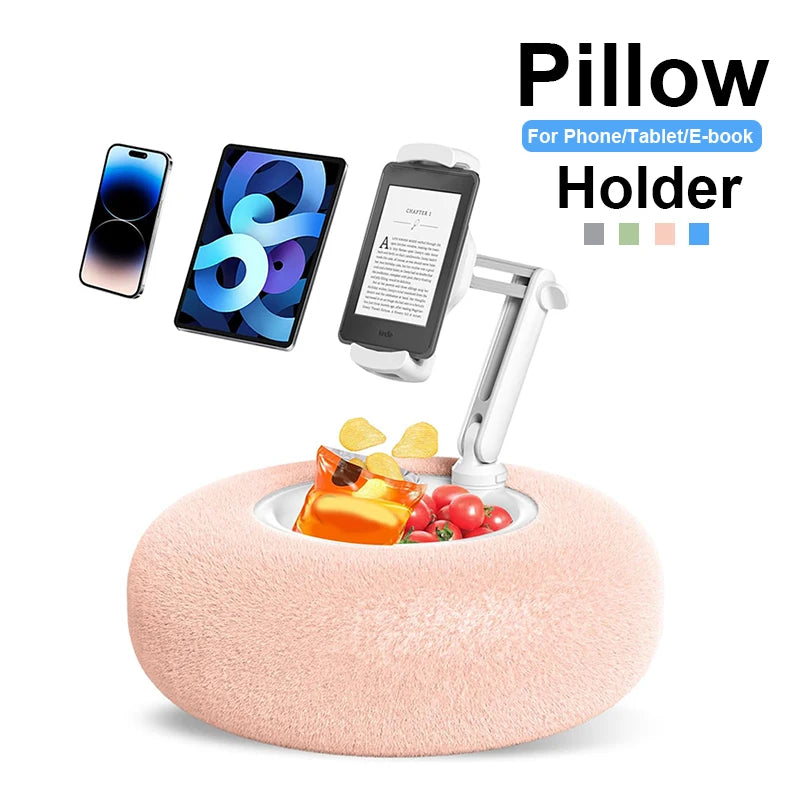 2024 Plush Pillow Phone and Tablet Stand - Adjustable Desktop Bracket for Live Streaming and Video Chats - Lazy Tablet Holder