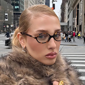 Vintage Oval Sunglasses – Luxury Designer Anti-Blue Light Glasses, Fashion Retro Eyewear for Women & Men, Leopard Frame - CongoBasinGroup.com