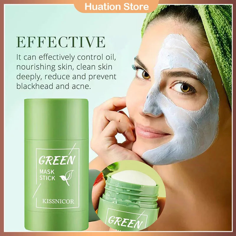 40g Green Tea Blackhead Removal Solid Mask – Pore Cleansing Stick for Blemishes & Shrinking Pores, Korean Skin Care