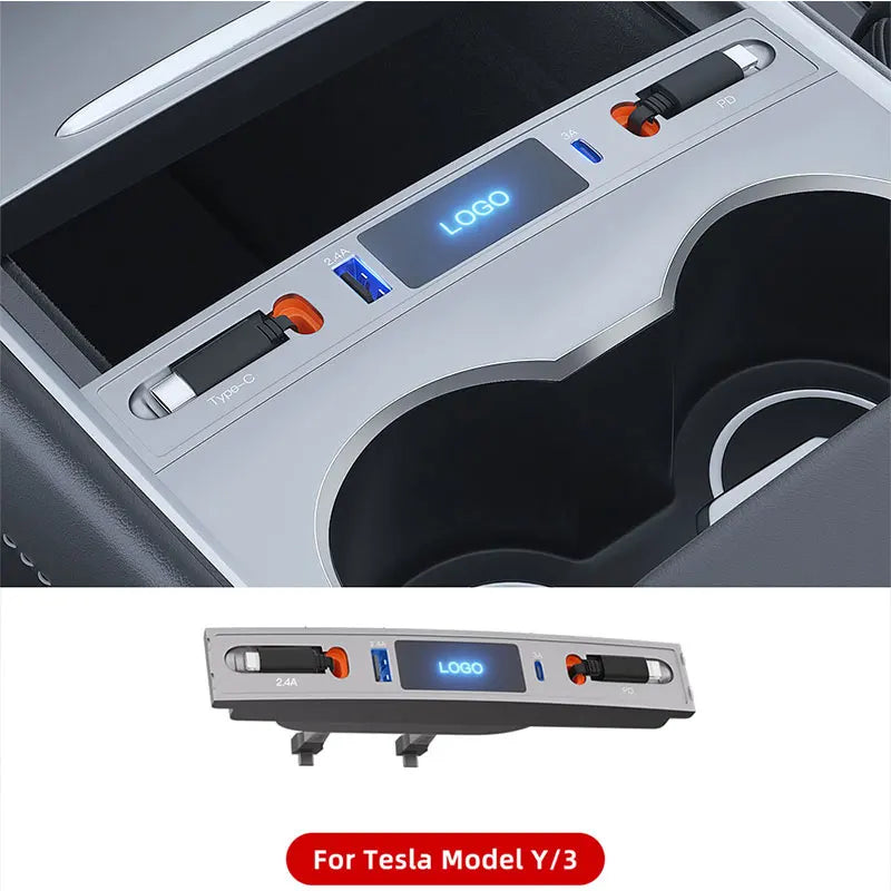 27W Quick Charger USB Hub – Intelligent Docking Station & Splitter for Tesla Model 3 & Model Y