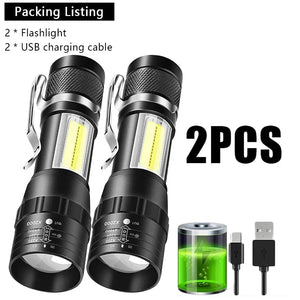 USB Rechargeable Mini Flashlight – COB+XPE Portable, Zoomable, 3 Mode Torch for Camping & Emergency - CongoBasinGroup.com