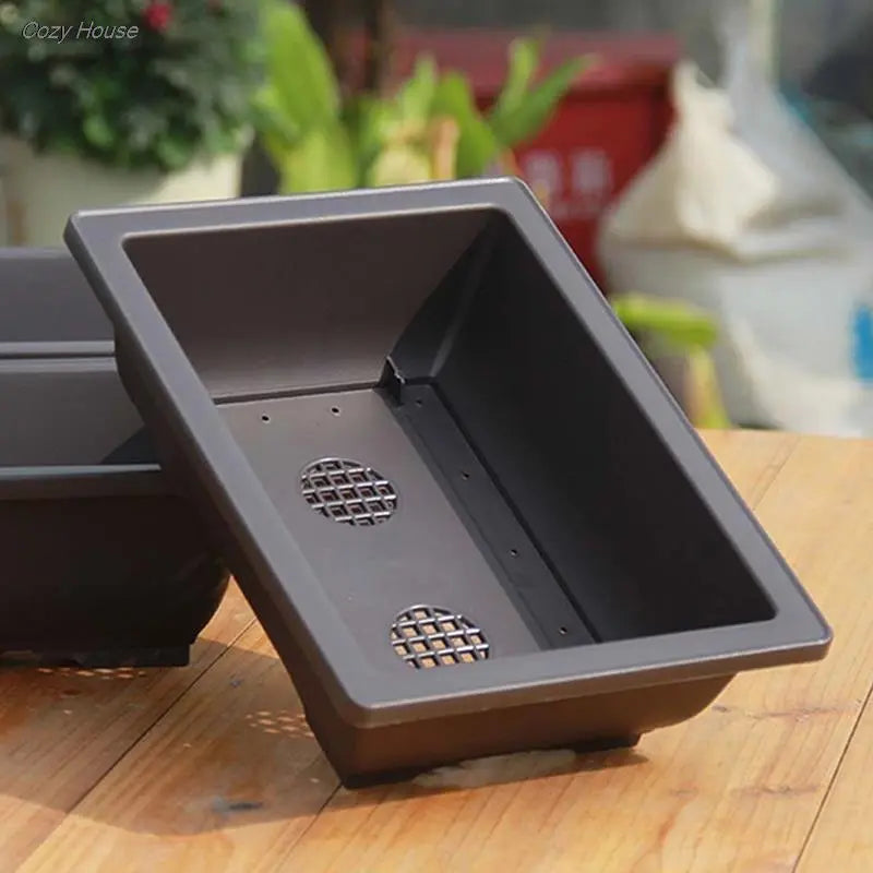 1PC Square Imitation Plastic Flower Pot - Balcony Bonsai Bowl, Nursery Basin Planter, Rectangle Design for Home Gardening