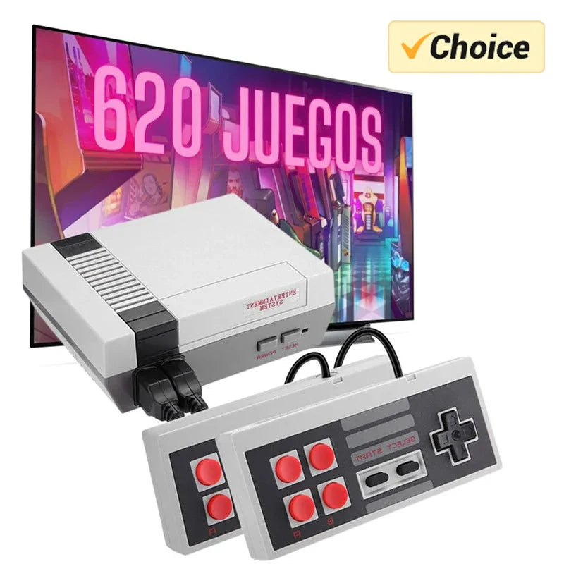 Mini TV Handheld Video Game Console: Retro Gaming Player with AV Output - Enjoy 620 Classic Games with Dual Gamepads, Perfect for Family Recreation!