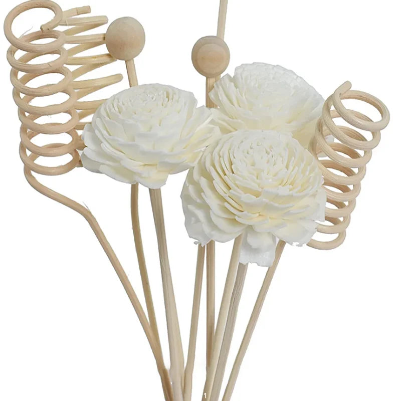 6PCS/9PCS Artificial Flower Rattan Reed Diffuser Sticks – Floral Aroma Refill for DIY Fragrance