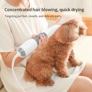 3-in-1 Pet Dryer - Quiet Dog Hair Dryer with Comb Brush | Low Noise, Adjustable Temperature for Cats & Dogs - CongoBasinGroup.com