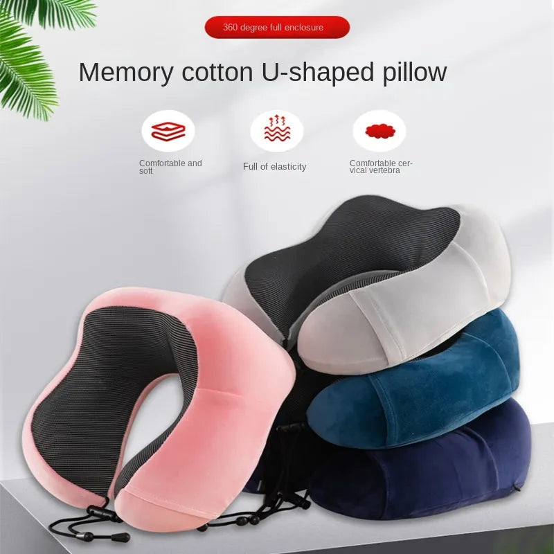 Memory Foam U-Shaped Neck Pillow - Soft Travel Pillow with Massage Function for Comfortable Sleeping and Cervical Healthcare Bedding
