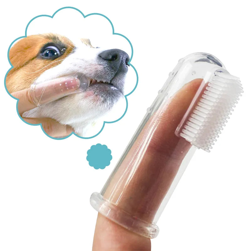 Super Soft Pet Finger Toothbrush - Teddy Dog and Cat Teeth Cleaning Tool for Bad Breath and Tartar Care, Silicagel Pet Supplies