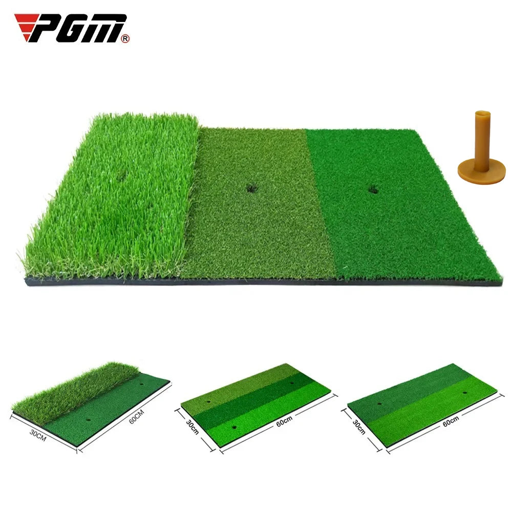PGM Golf Hitting Mat - Indoor/Outdoor Mini Practice Pad with TEE - Durable PP Grass for Backyard Exercise and Golf Training Aids DJD003