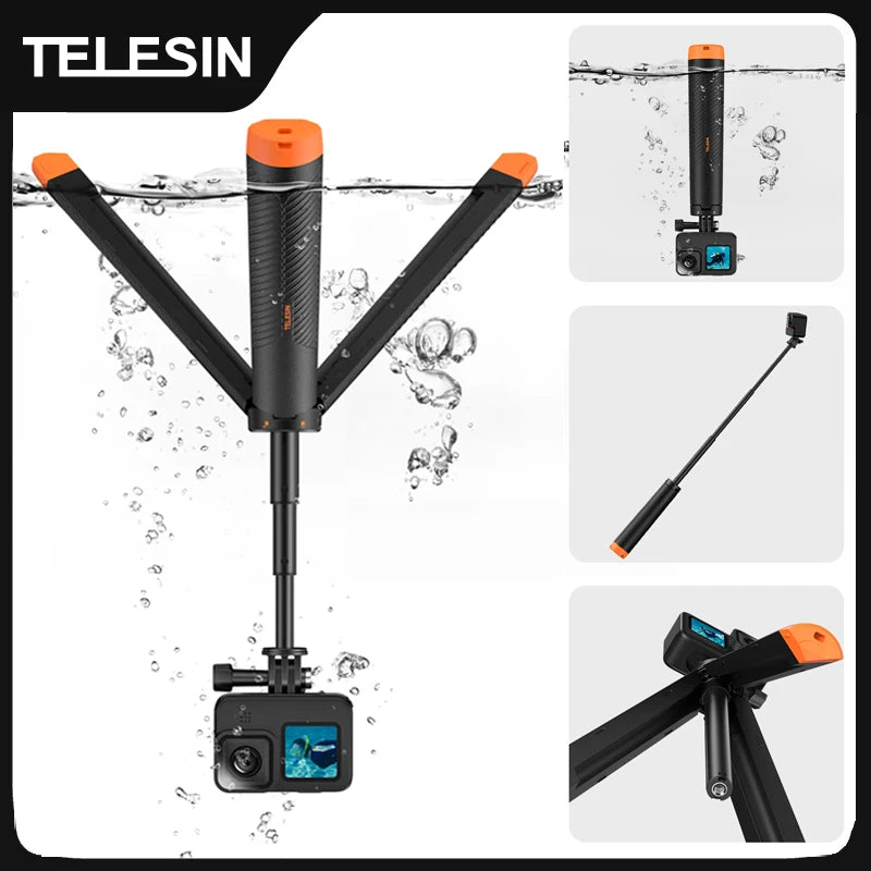 Telesin Underwater Buoyancy Diving Selfie Stick Tripod for GoPro, Insta360, DJI OSMO Action Cameras