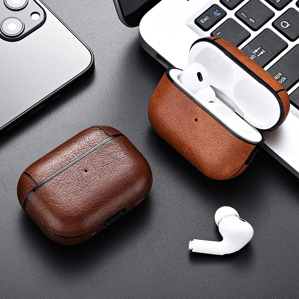 Leather Hard Plastic Cover for AirPods Pro 2 – Case for AirPods Pro 2nd Gen, Funda for AirPods 3 Pro 2023, Headphone Coque