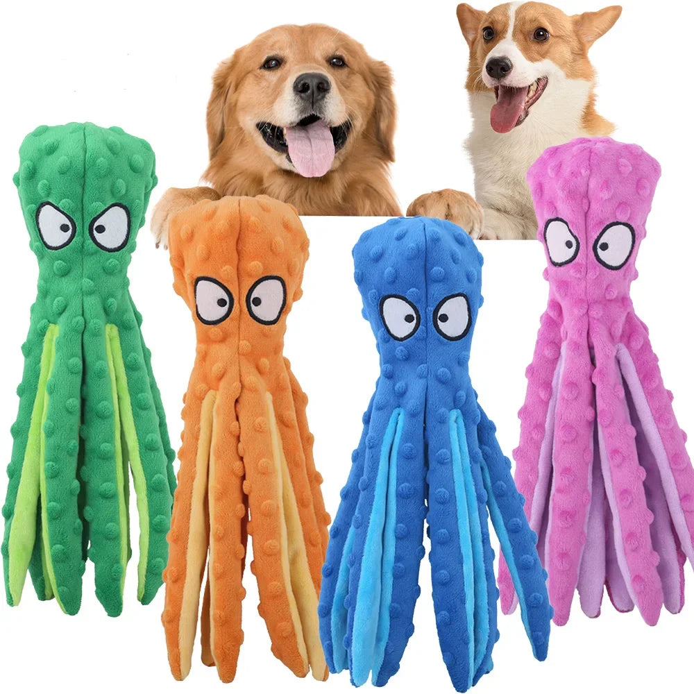 Interactive Plush Octopus Chew Toy – Voice Puzzle Toy for Cats & Dogs, Bite-Resistant & Teeth Cleaning Pet Toy