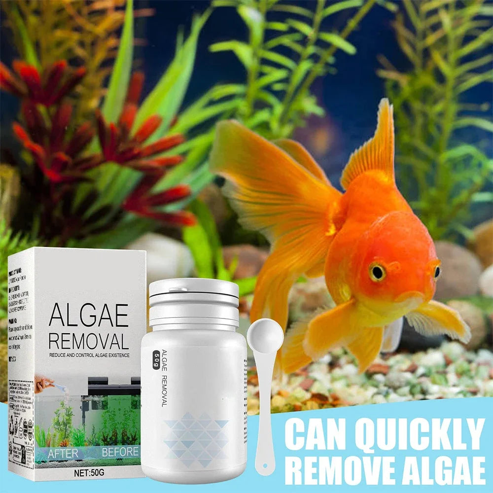 50g Algae & Moss Remover for Fish Tank, Pond, Aquarium – Green Algae & Bactericidal Removal, Improves Water Clarity