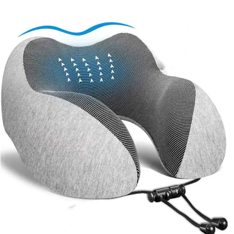 U Shaped Memory Foam Neck Pillow - Soft Travel Pillow with Massage Feature for Comfortable Sleeping, Airplane Pillow, Cervical Healthcare Bedding