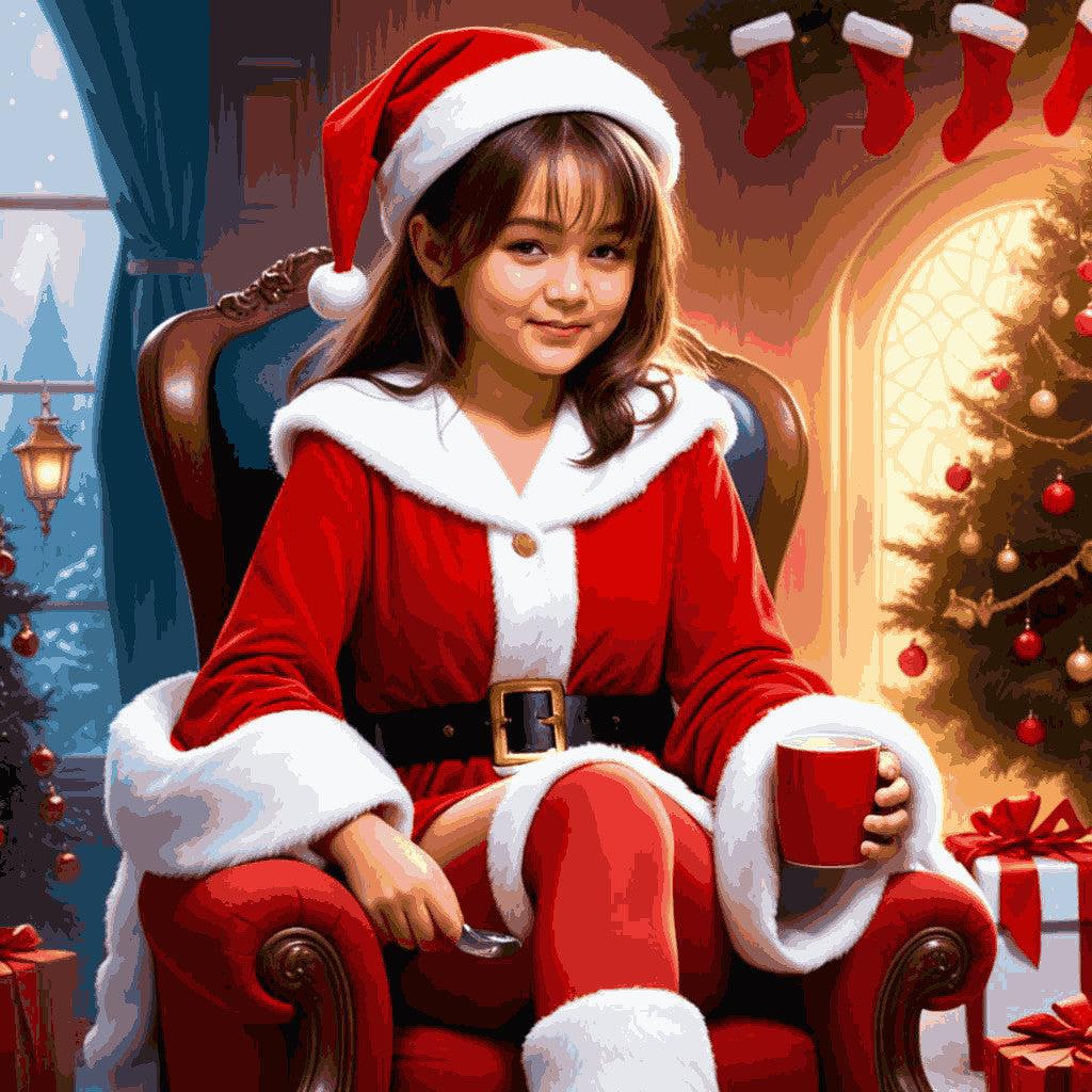 ヴィンテージ クリスマス ガール・プランター インテリア小物
