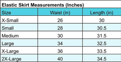 elastic skirt measurements