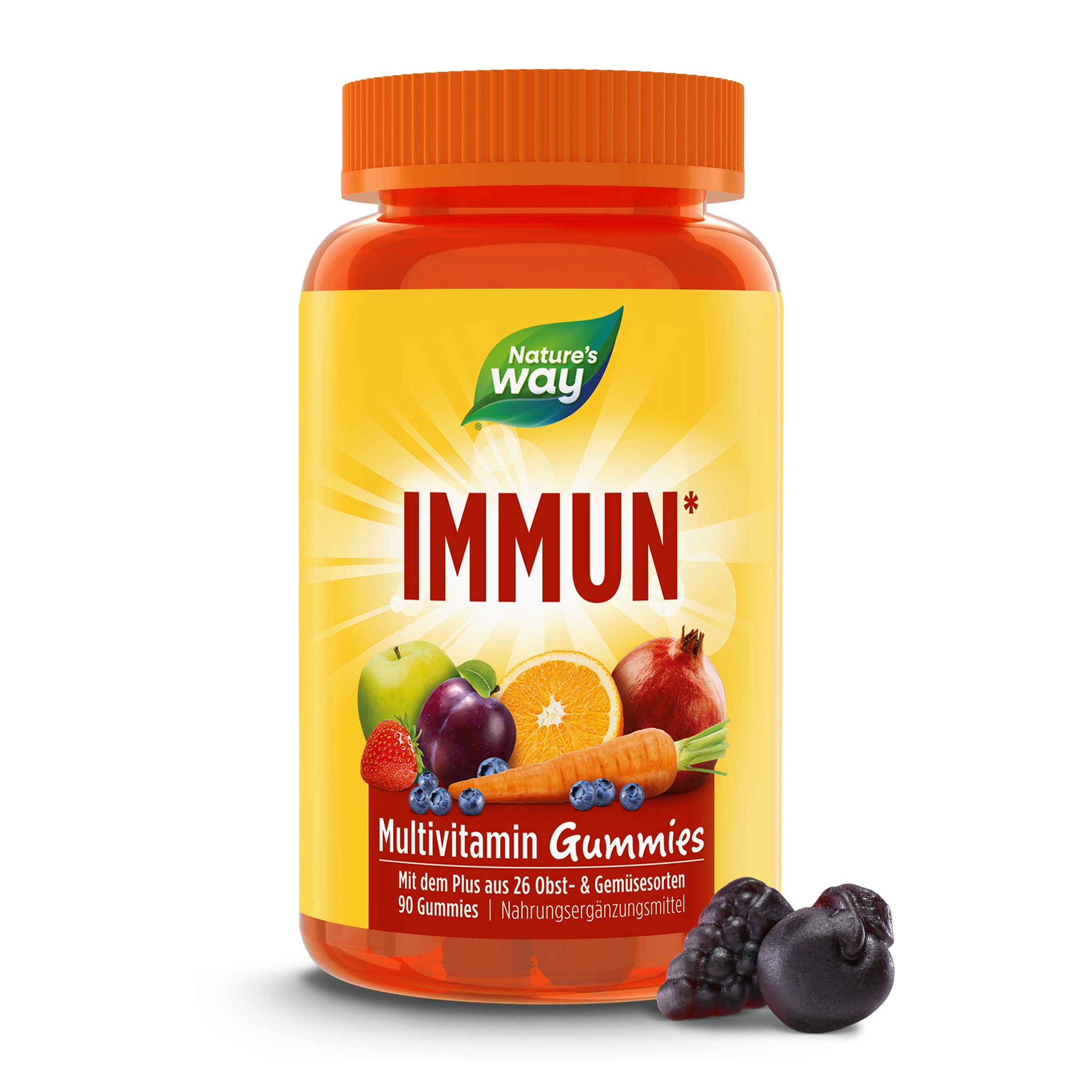 Vitamin B günstig Kaufen-Immun Multivitamin Gummies. Immun Multivitamin Gummies <![CDATA[Unterstütze dein Immunsystem auf die leckere Art! Die fruchtigen Immun Multivitamin Gummies schmecken saftig nach Kirsche und Trauben und schon 1-2 Stück pro Tag supporten dein Immunsystem 