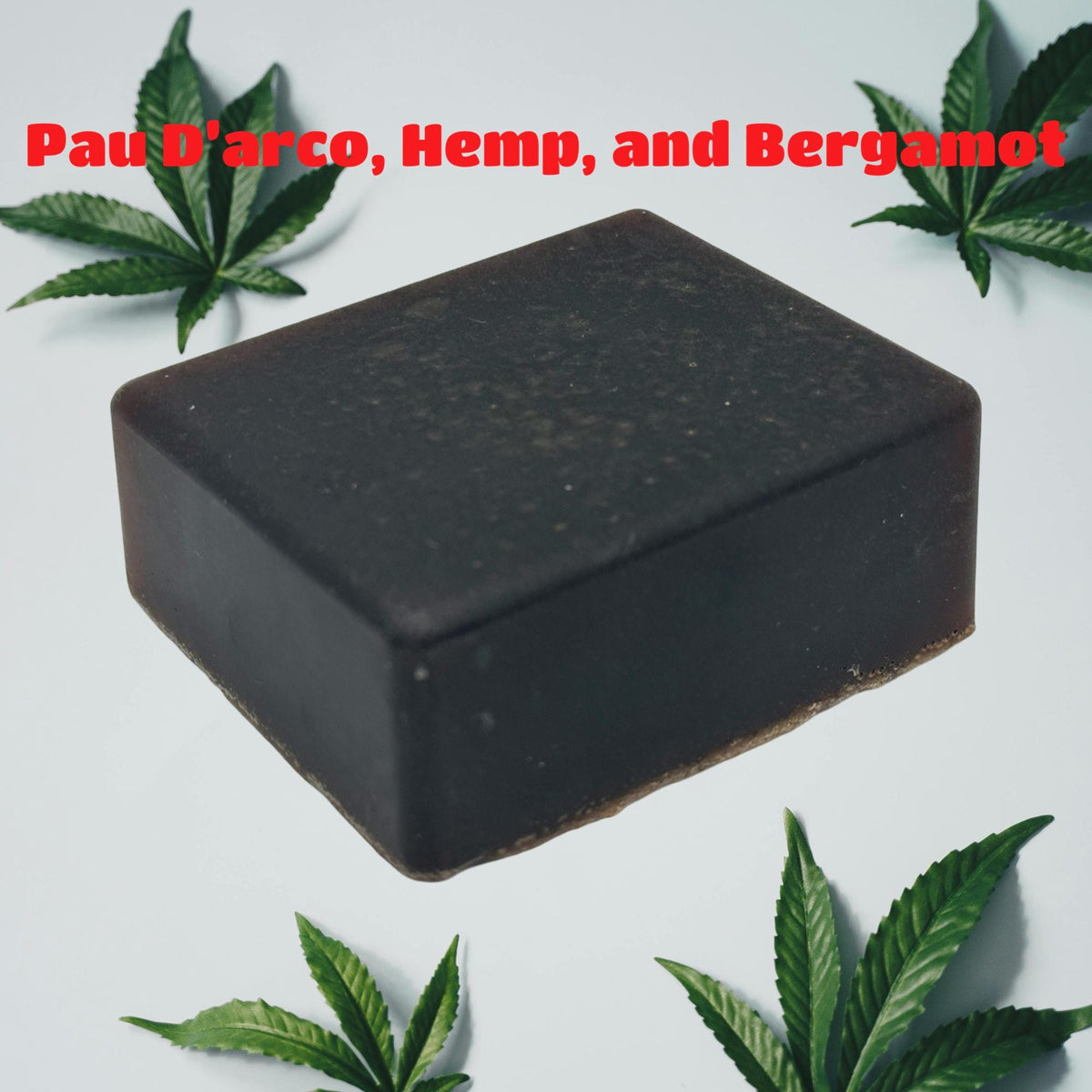 Handmade Pau D’arco Herbal Hemp Bergamot Glycerin Soap, earthy woodsy scent, 3.2oz bar